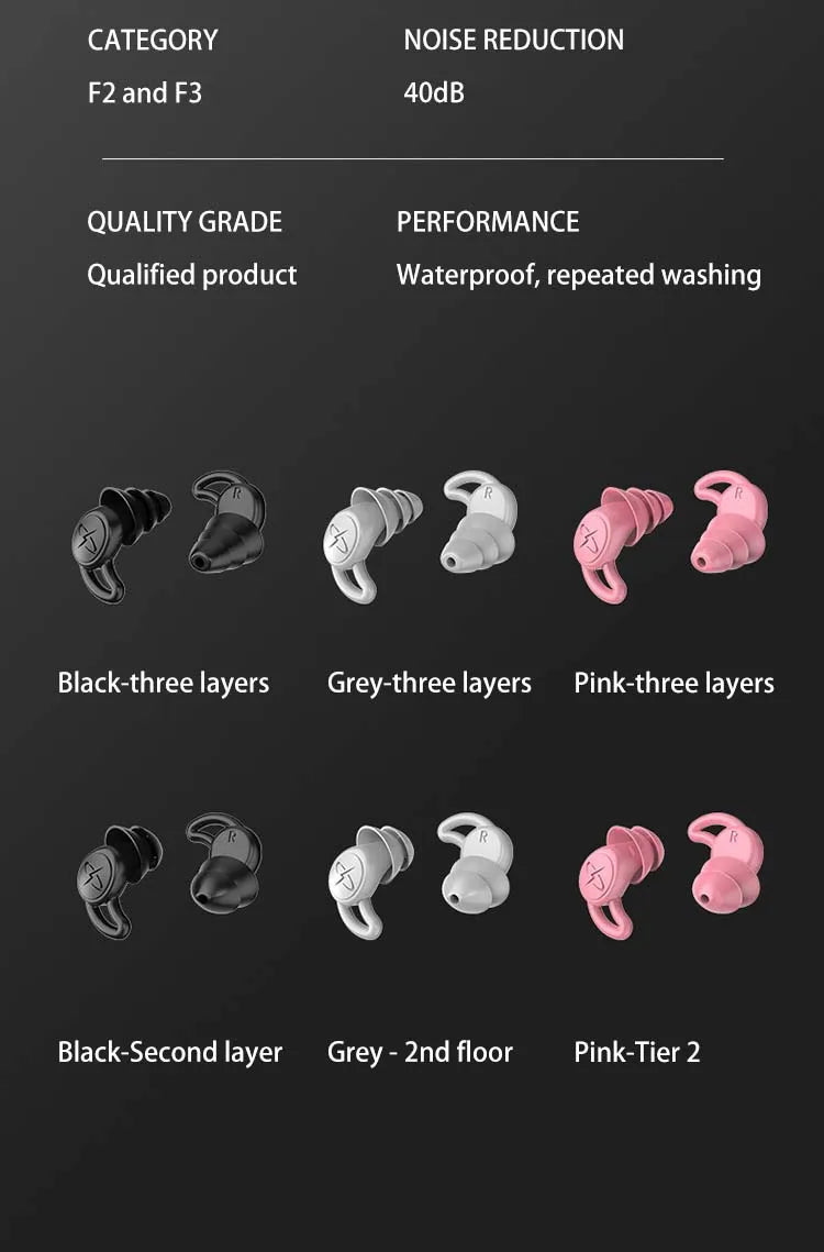 Bouchons silicone imperméables — Isolation sonore & sommeil naturel