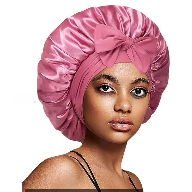 Bonnet satin hypoallergénique lien réglable — Soin capillaire nocturne