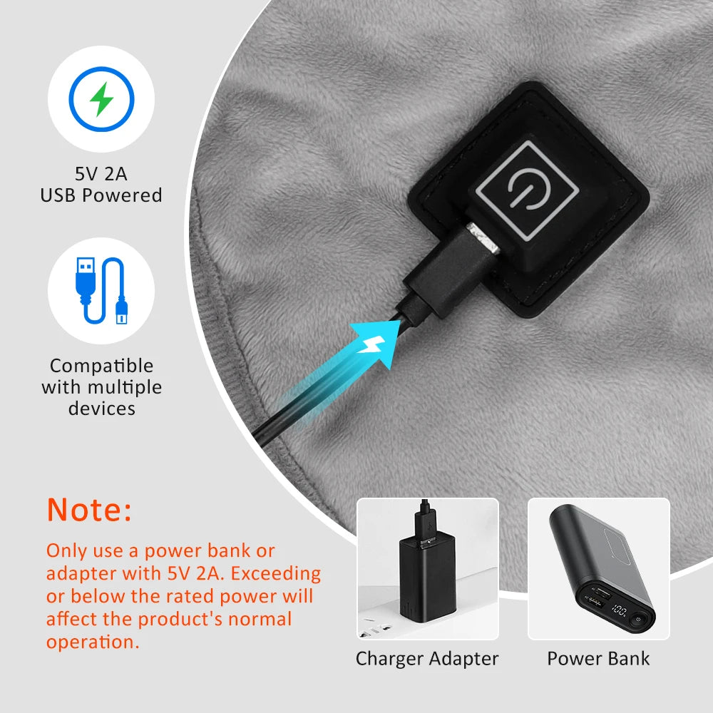 Electric Heating Shoulder Neck Pad USB Heated Back Wrap with 3 Heat Settings Soft Hot Compress Back Shawl  Neck and Back Warmer
