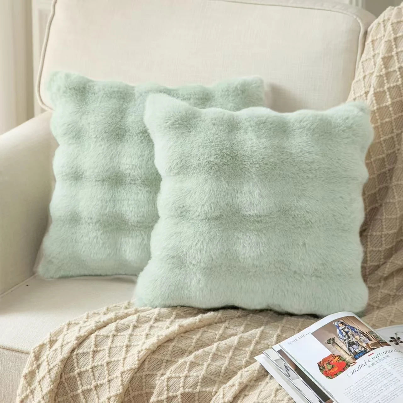 Housses de coussin peluche x2 — Cocon sensoriel & douceur nocturne