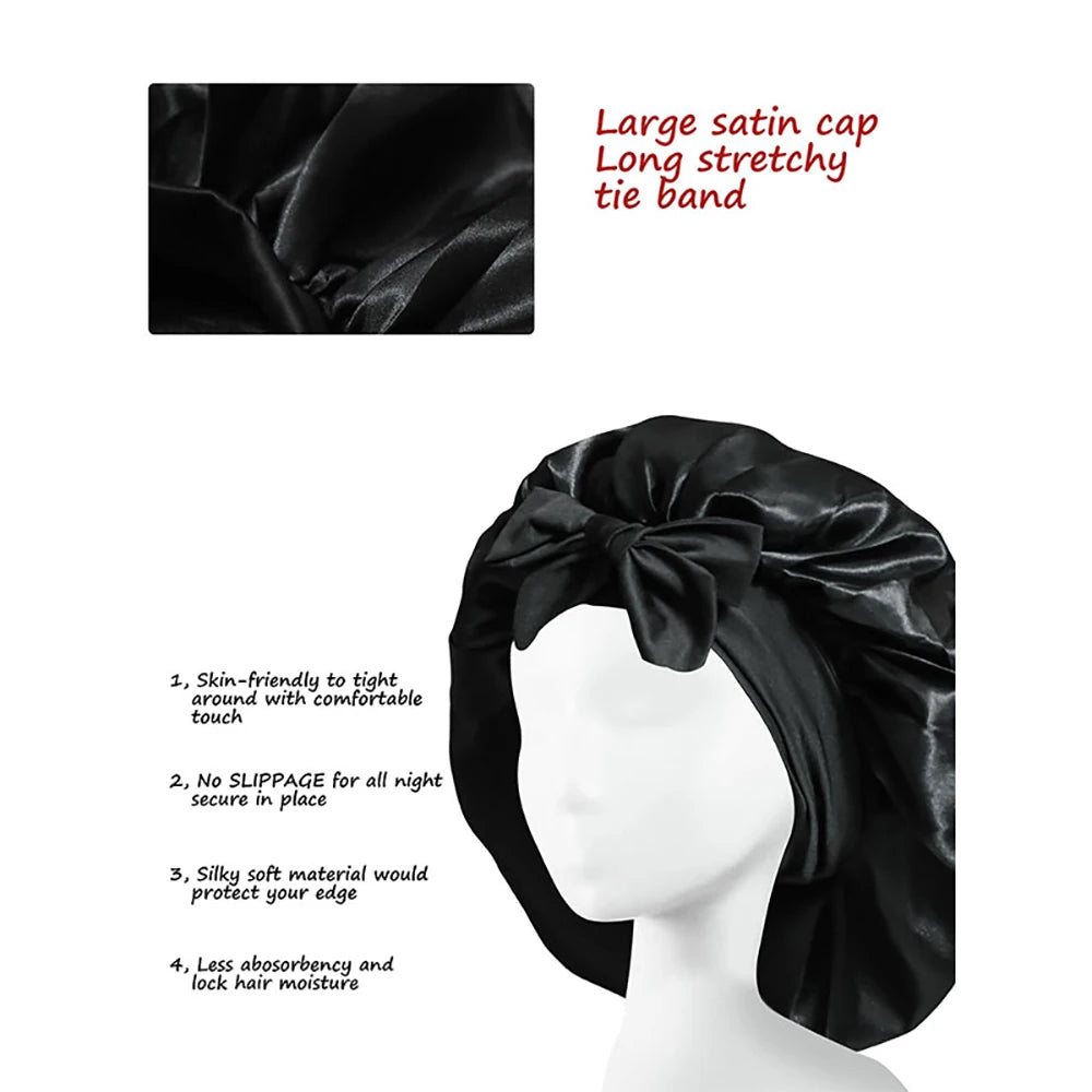 Bonnet satin unisexe lien réglable — Tous types de cheveux protégés