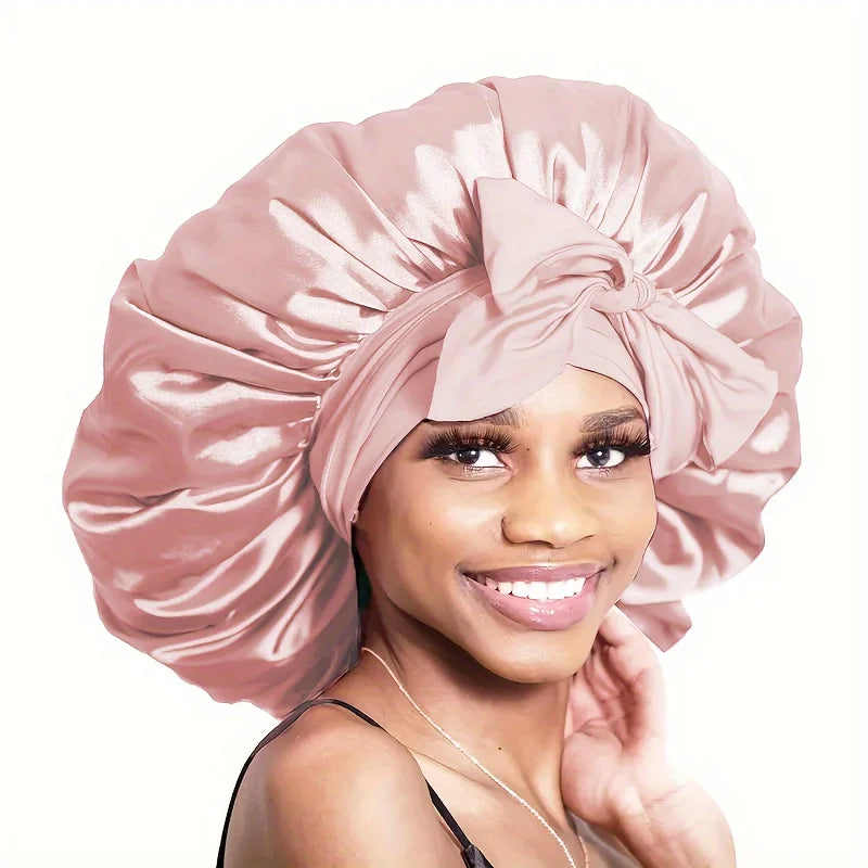 Bonnet satin hypoallergénique lien réglable — Soin capillaire nocturne