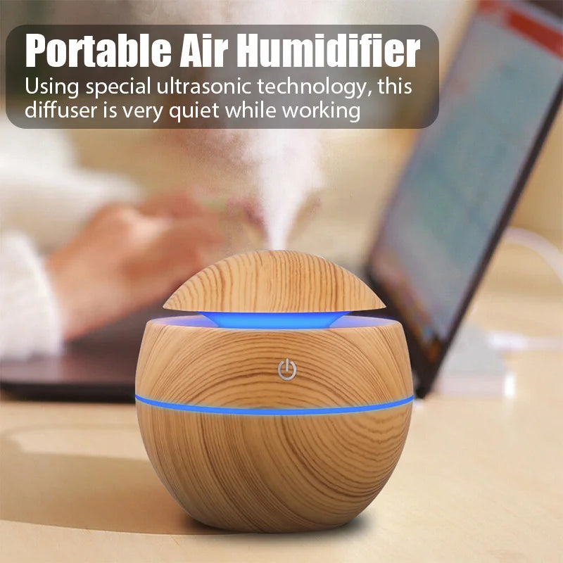Diffuseur Nuitara — positionné sur table de chevet, ambiance chambre apaisante