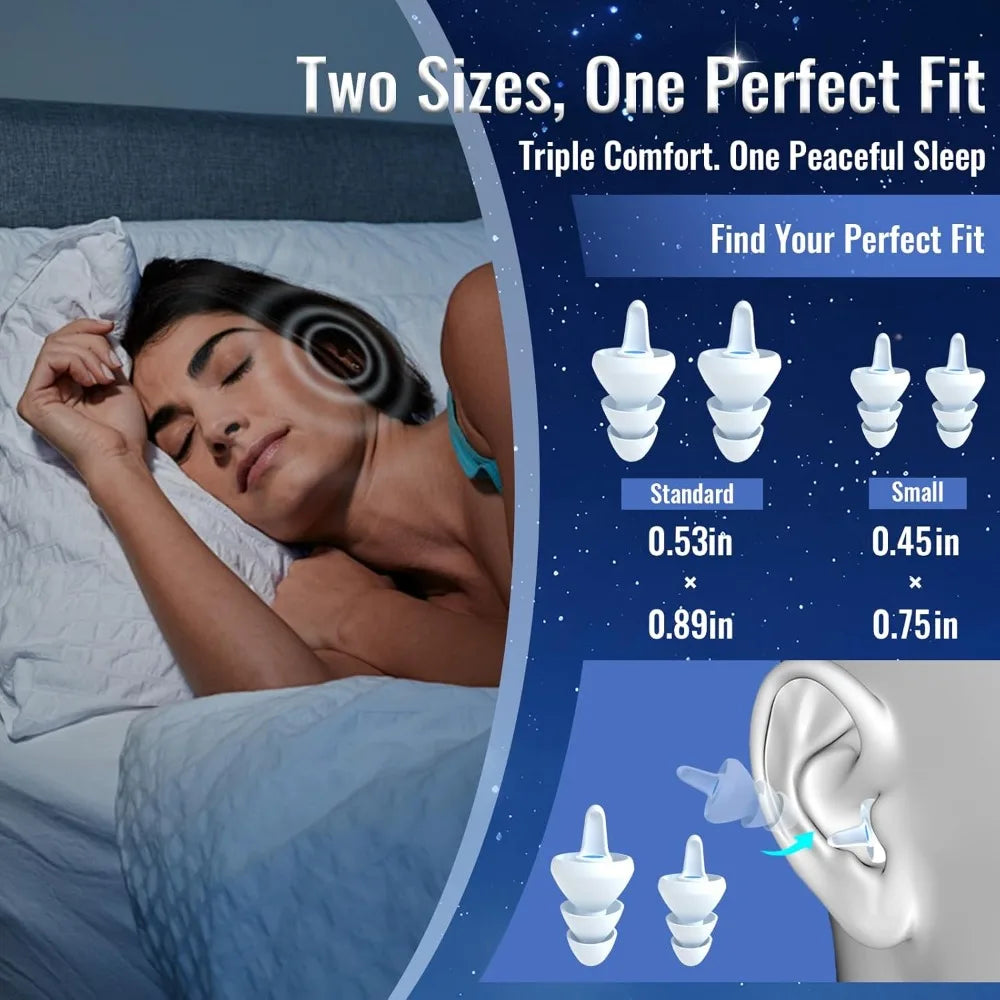Bouchons d'oreille 3D silicone — Silence profond & sommeil sans bruit