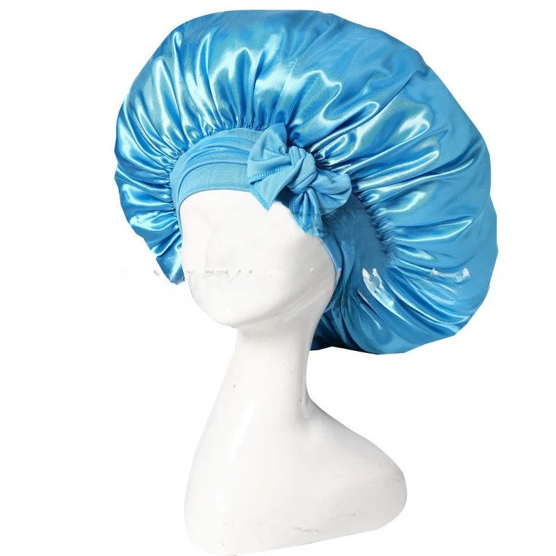 Bonnet satin hypoallergénique lien réglable — Soin capillaire nocturne