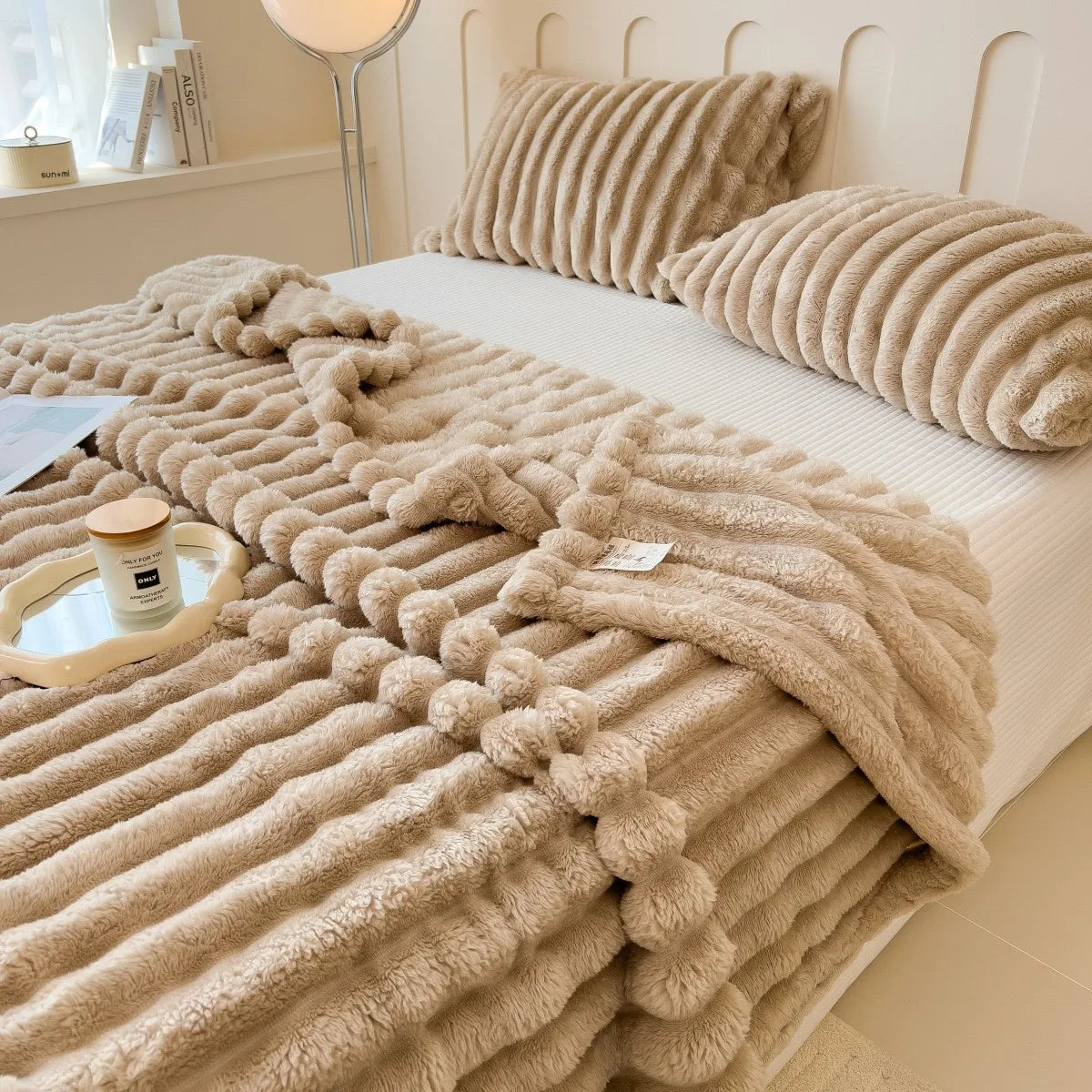 Plaid rayé multifonction — Chaleur polyvalente & cocooning du quotidien