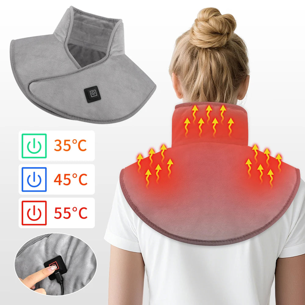 Electric Heating Shoulder Neck Pad USB Heated Back Wrap with 3 Heat Settings Soft Hot Compress Back Shawl  Neck and Back Warmer