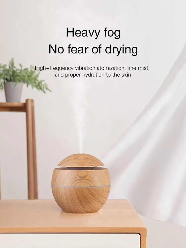Diffuseur ultrasonique bois 130ml — Aromathérapie nocturne & air humidifié