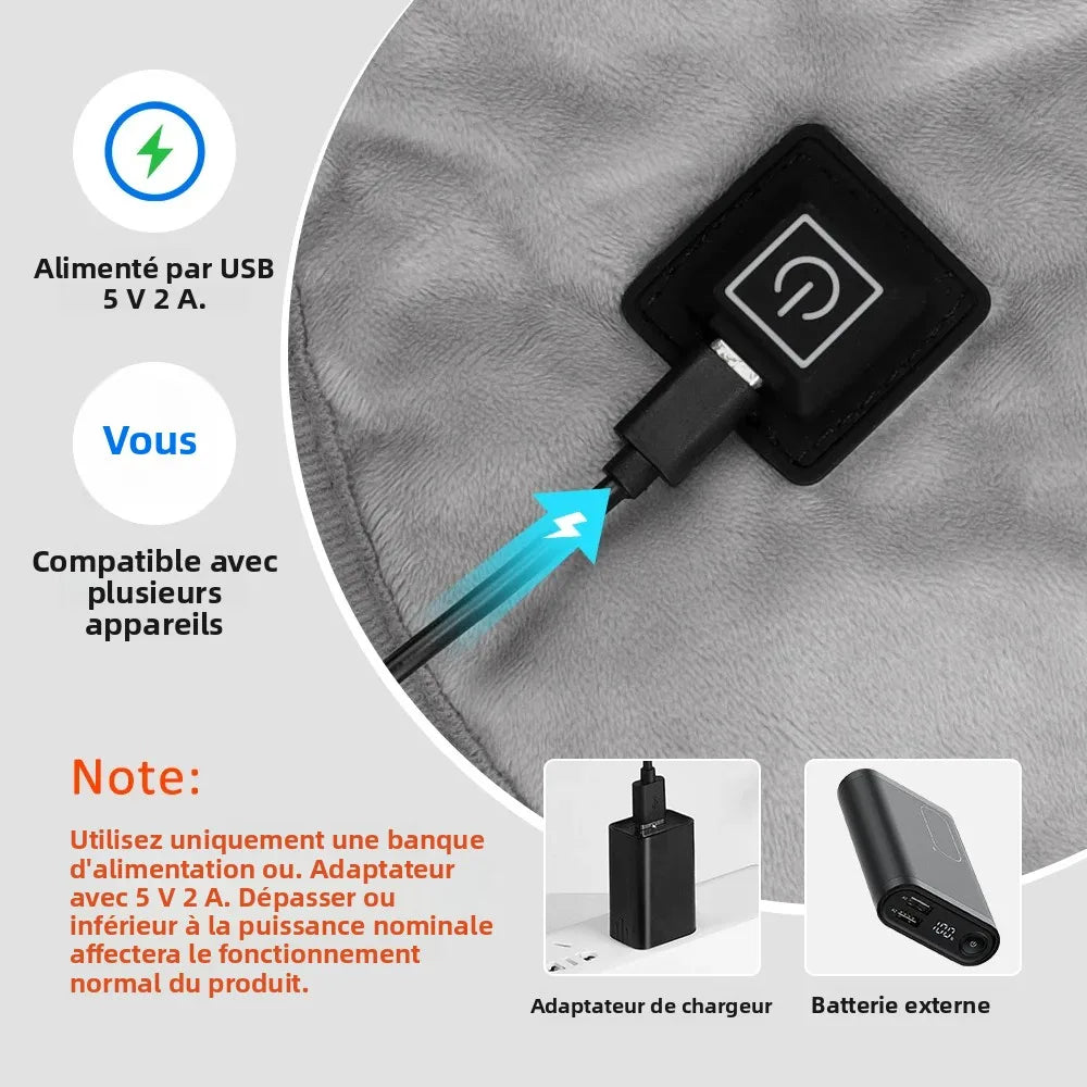Electric Heating Shoulder Neck Pad USB Heated Back Wrap with 3 Heat Settings Soft Hot Compress Back Shawl  Neck and Back Warmer