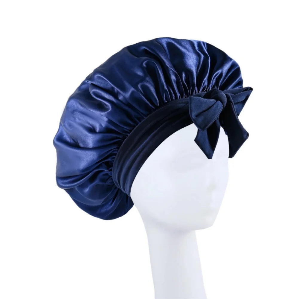Bonnet satin unisexe lien réglable — Tous types de cheveux protégés