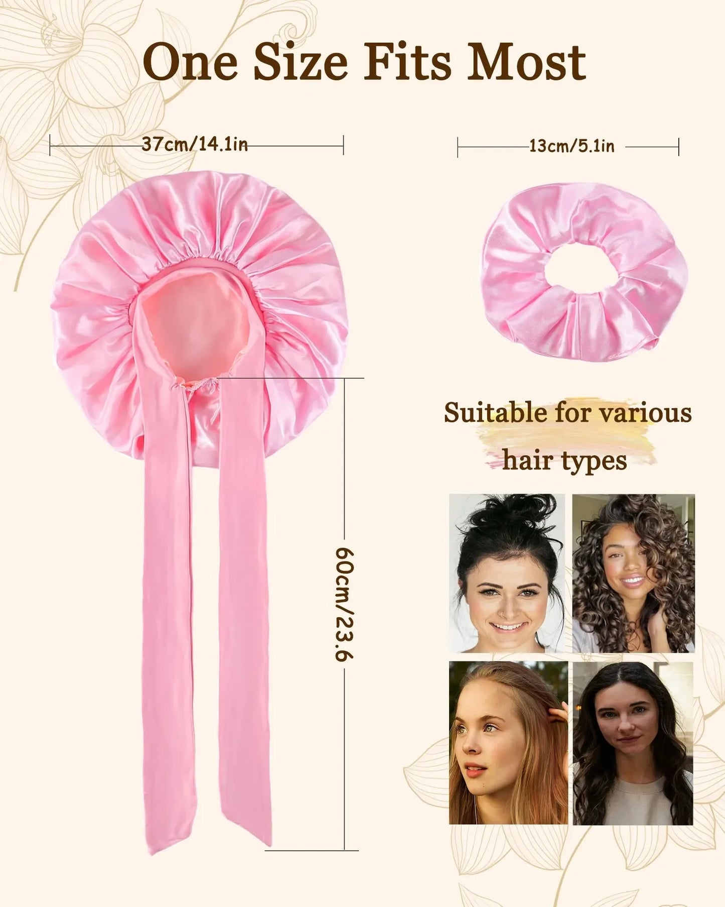 Bonnet satin unisexe lien réglable — Tous types de cheveux protégés