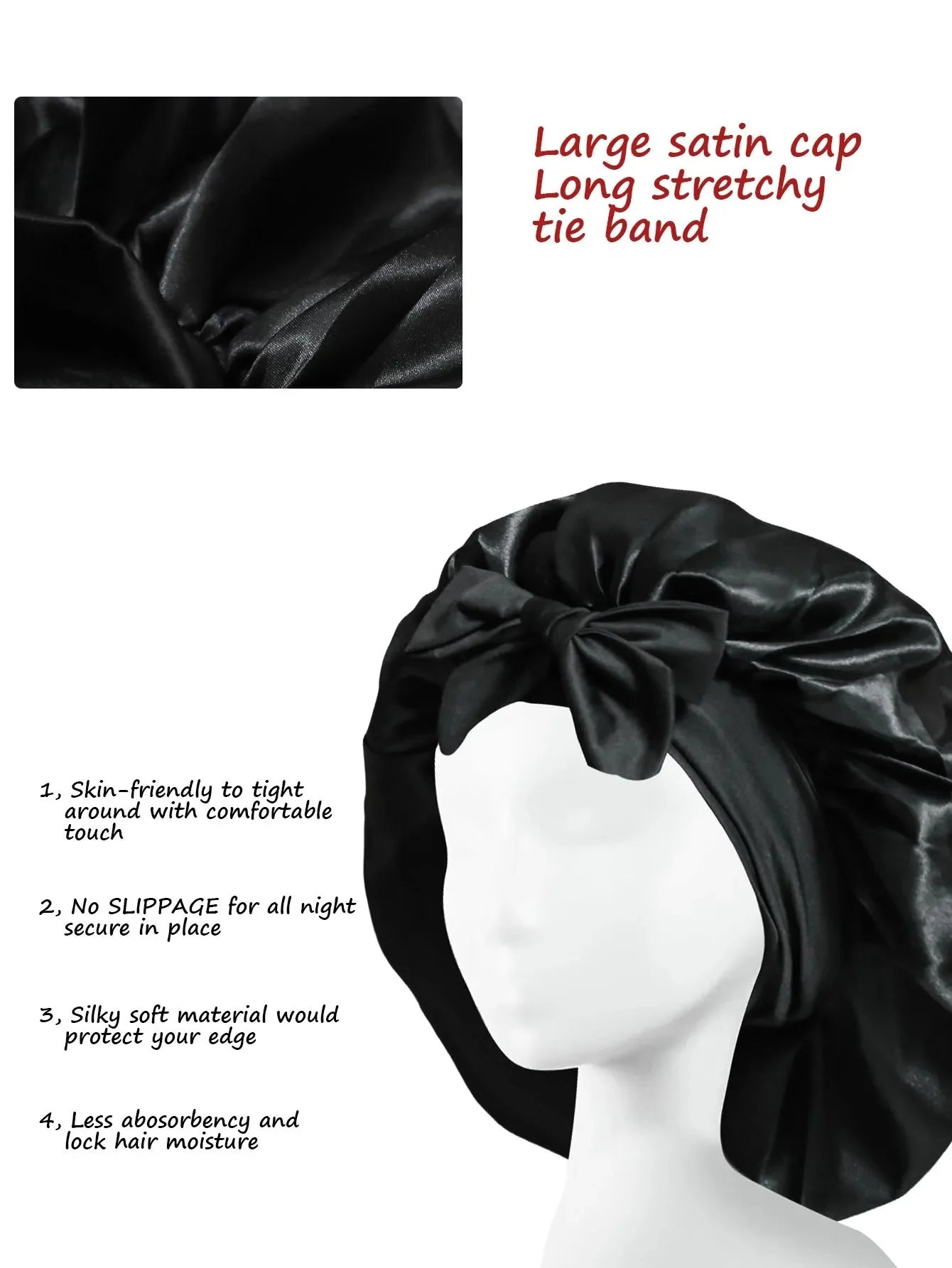 Bonnet satin unisexe lien réglable — Tous types de cheveux protégés