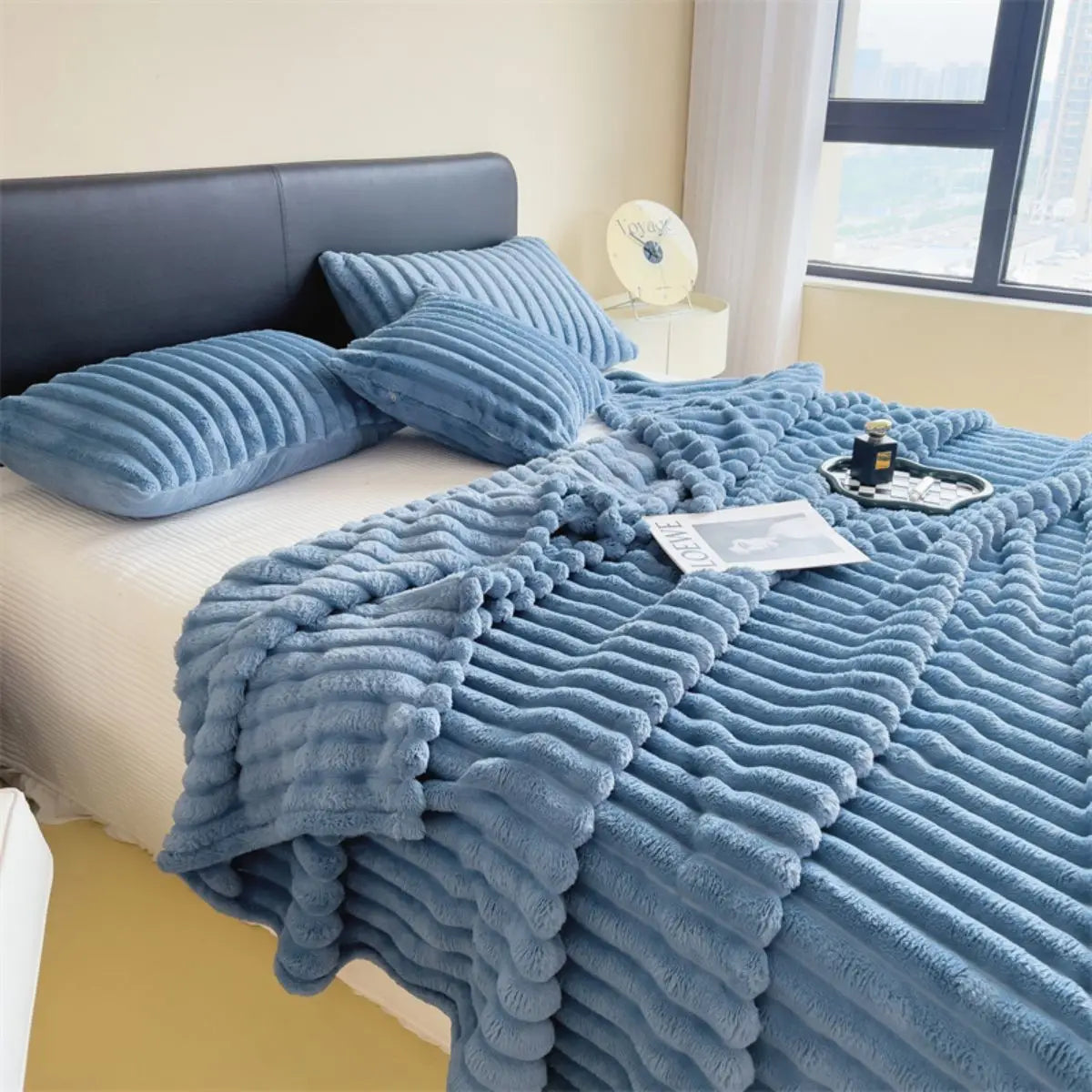 Plaid rayé multifonction — Chaleur polyvalente & cocooning du quotidien