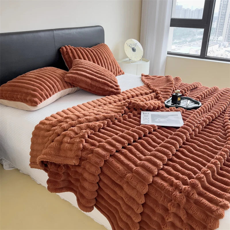 Plaid rayé multifonction — Chaleur polyvalente & cocooning du quotidien