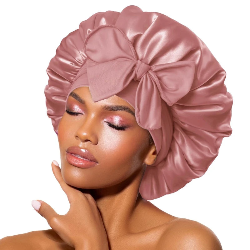 Bonnet satin hypoallergénique lien réglable — Soin capillaire nocturne