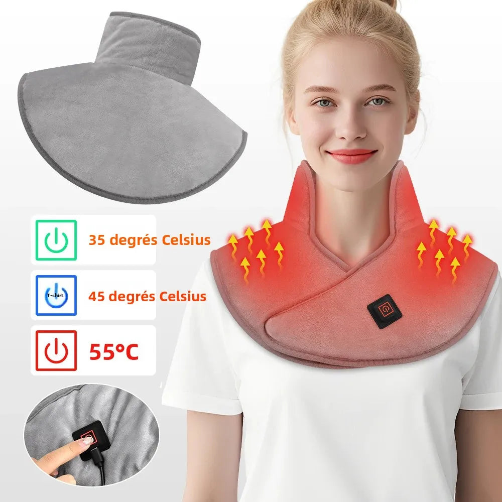 Electric Heating Shoulder Neck Pad USB Heated Back Wrap with 3 Heat Settings Soft Hot Compress Back Shawl  Neck and Back Warmer