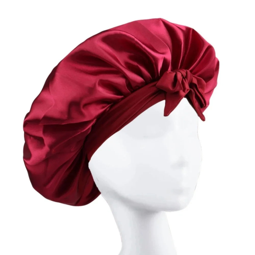 Bonnet satin unisexe lien réglable — Tous types de cheveux protégés
