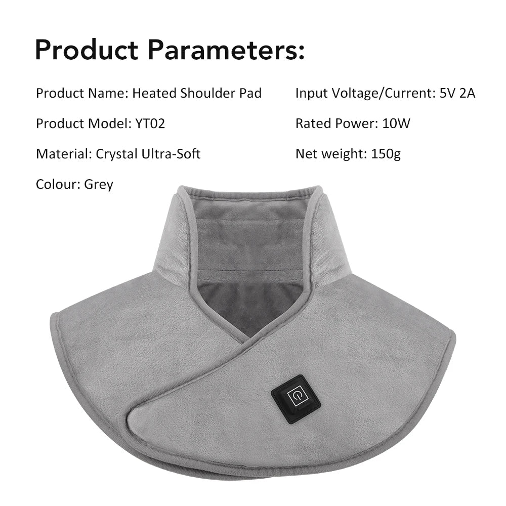 Electric Heating Shoulder Neck Pad USB Heated Back Wrap with 3 Heat Settings Soft Hot Compress Back Shawl  Neck and Back Warmer