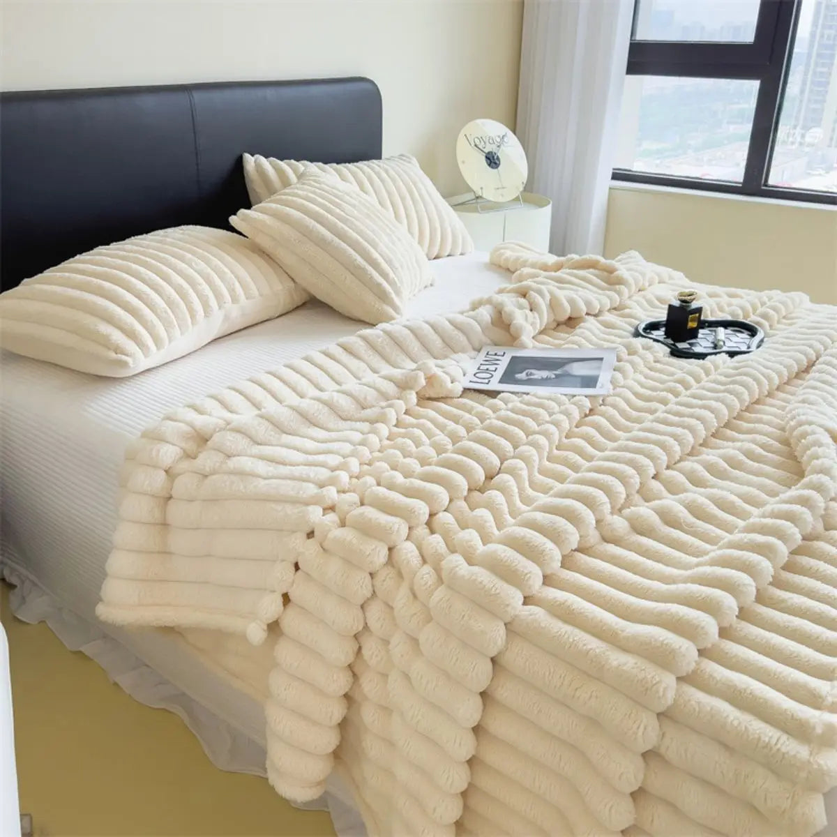 Plaid rayé multifonction — Chaleur polyvalente & cocooning du quotidien