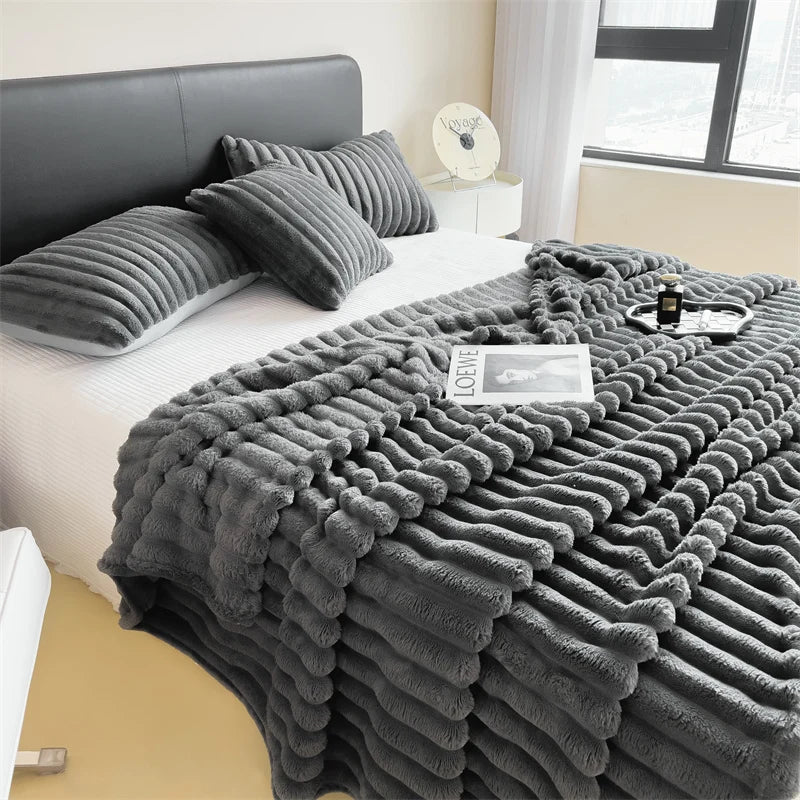 Plaid rayé multifonction — Chaleur polyvalente & cocooning du quotidien