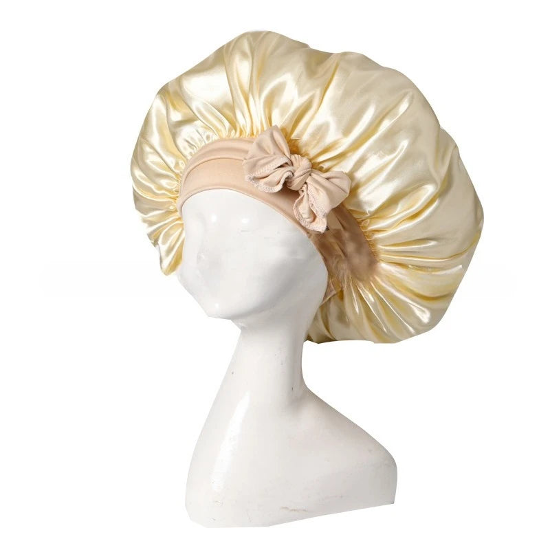 Bonnet satin hypoallergénique lien réglable — Soin capillaire nocturne