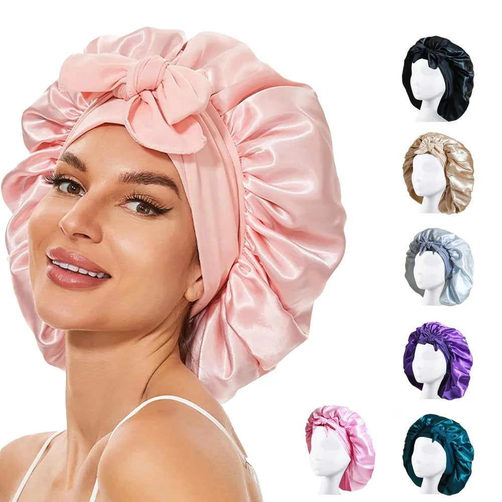 Bonnet satin unisexe lien réglable — Tous types de cheveux protégés