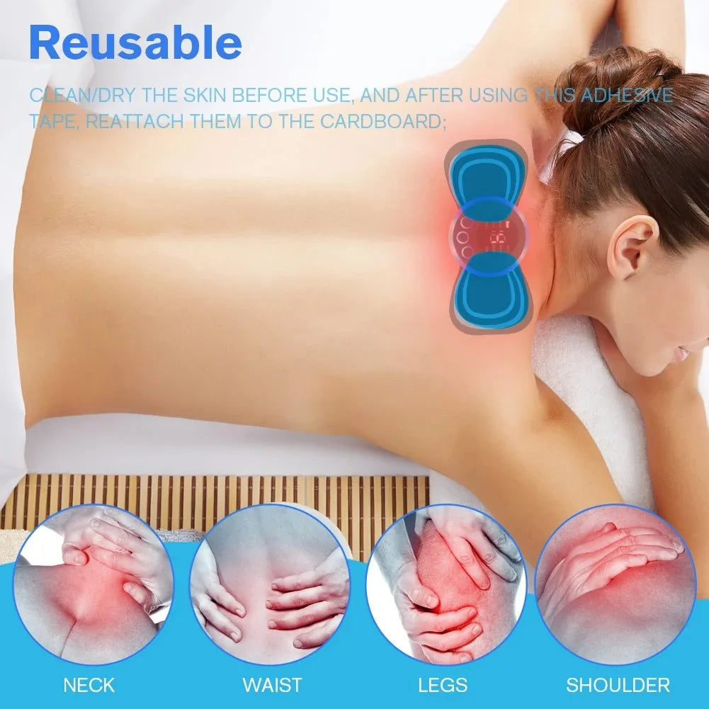 Mini Massage Patches with 8 Massage Modes and 19 Levels of Electrical Pulses a Portable Neck Muscle Relaxant and Pain Reliever