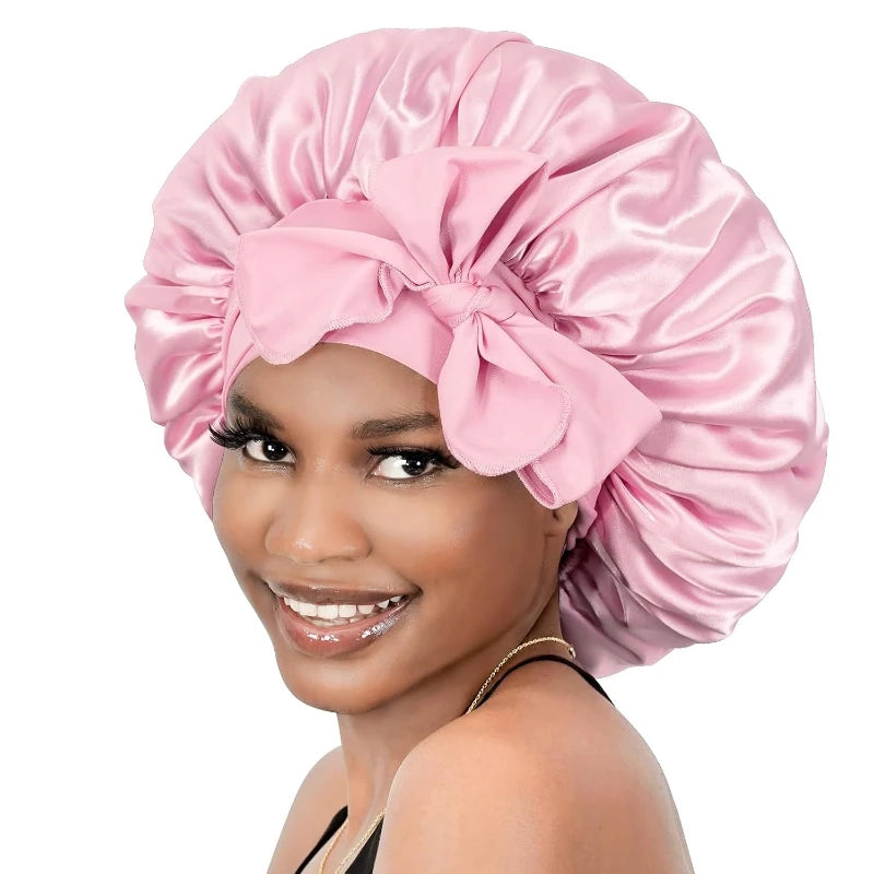 Bonnet satin hypoallergénique lien réglable — Soin capillaire nocturne