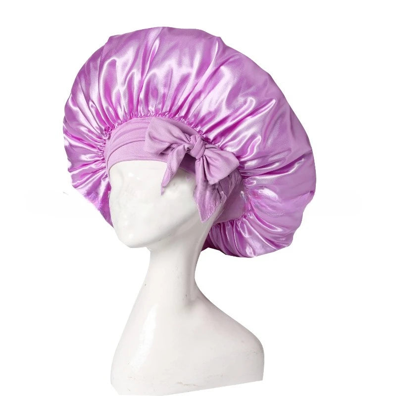 Bonnet satin hypoallergénique lien réglable — Soin capillaire nocturne