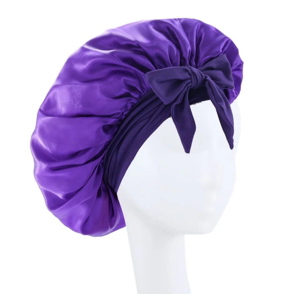 Bonnet satin unisexe lien réglable — Tous types de cheveux protégés