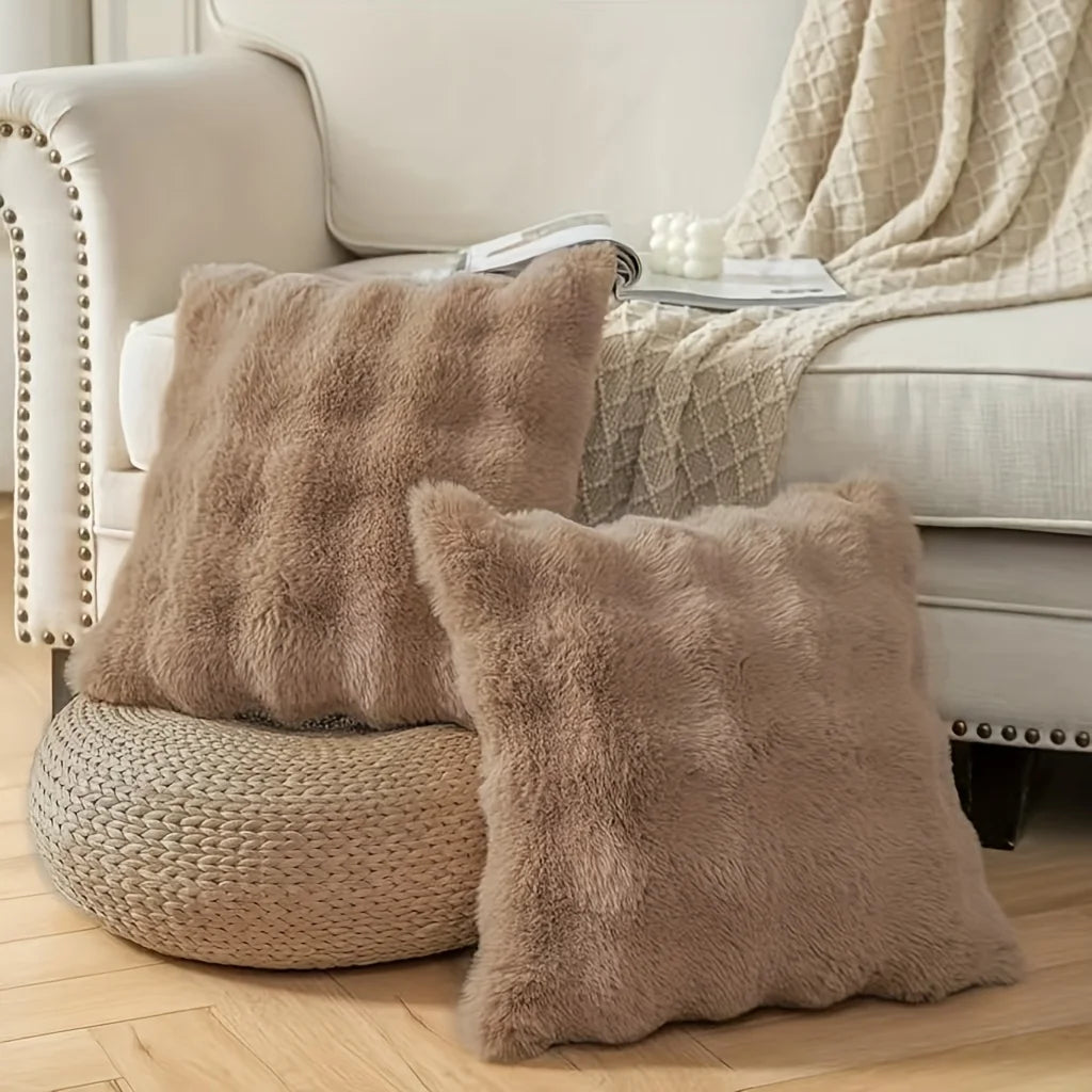 Housses de coussin peluche x2 — Cocon sensoriel & douceur nocturne