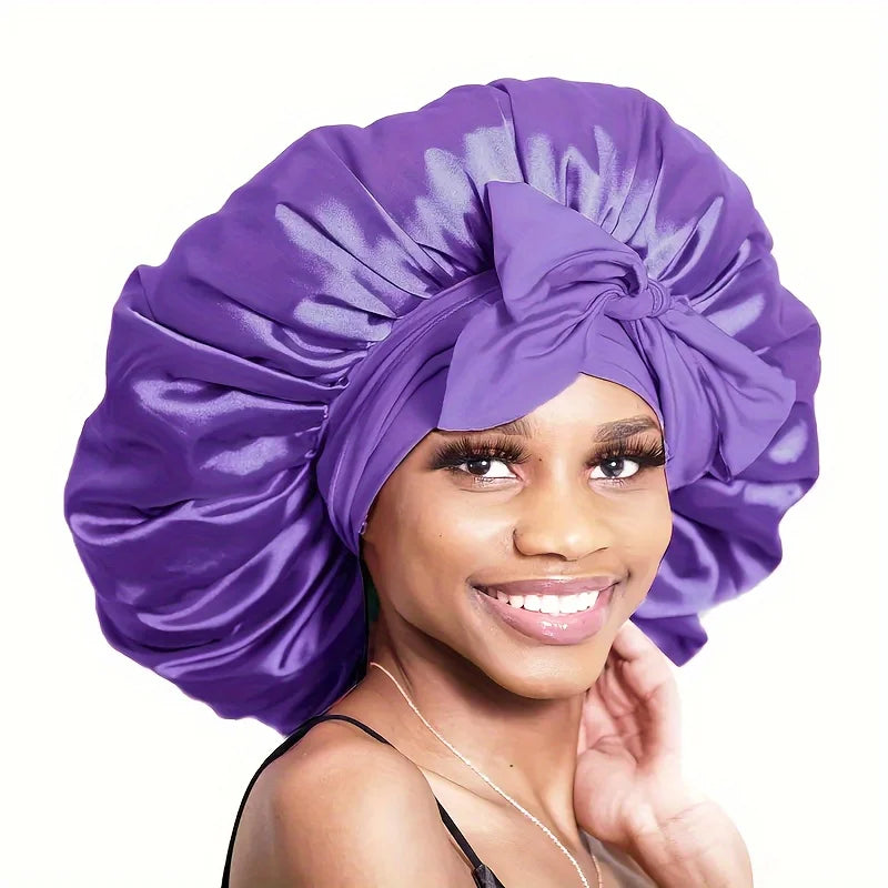 Bonnet satin hypoallergénique lien réglable — Soin capillaire nocturne