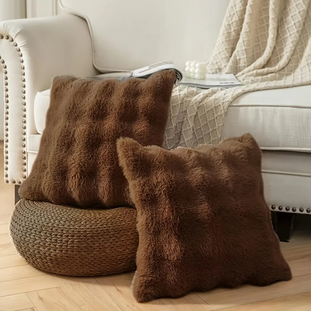 Housses de coussin peluche x2 — Cocon sensoriel & douceur nocturne