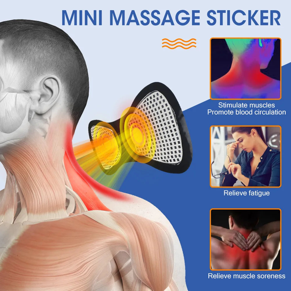 Mini Massage Patches with 8 Massage Modes and 19 Levels of Electrical Pulses a Portable Neck Muscle Relaxant and Pain Reliever