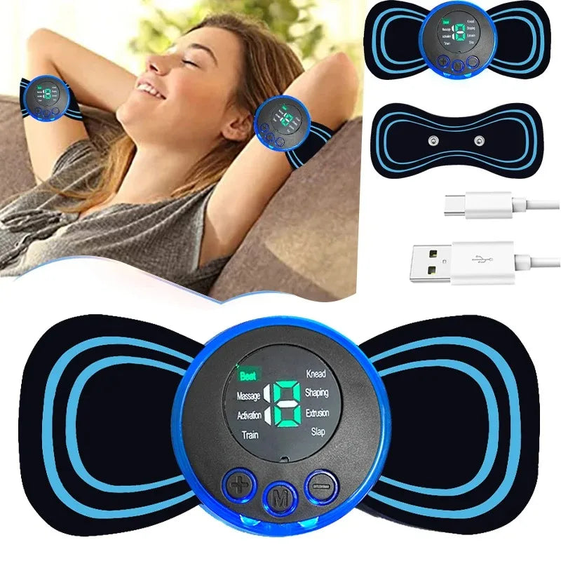 Mini Massage Patches with 8 Massage Modes and 19 Levels of Electrical Pulses a Portable Neck Muscle Relaxant and Pain Reliever
