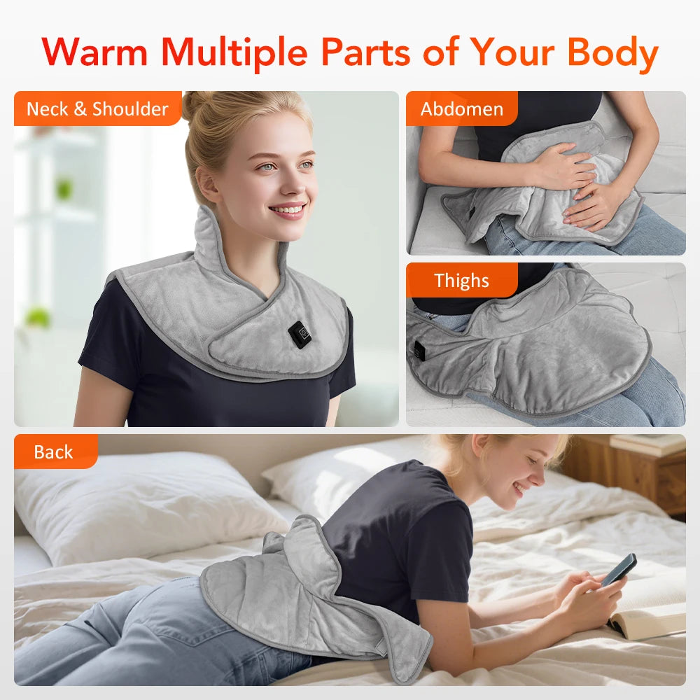 Electric Heating Shoulder Neck Pad USB Heated Back Wrap with 3 Heat Settings Soft Hot Compress Back Shawl  Neck and Back Warmer