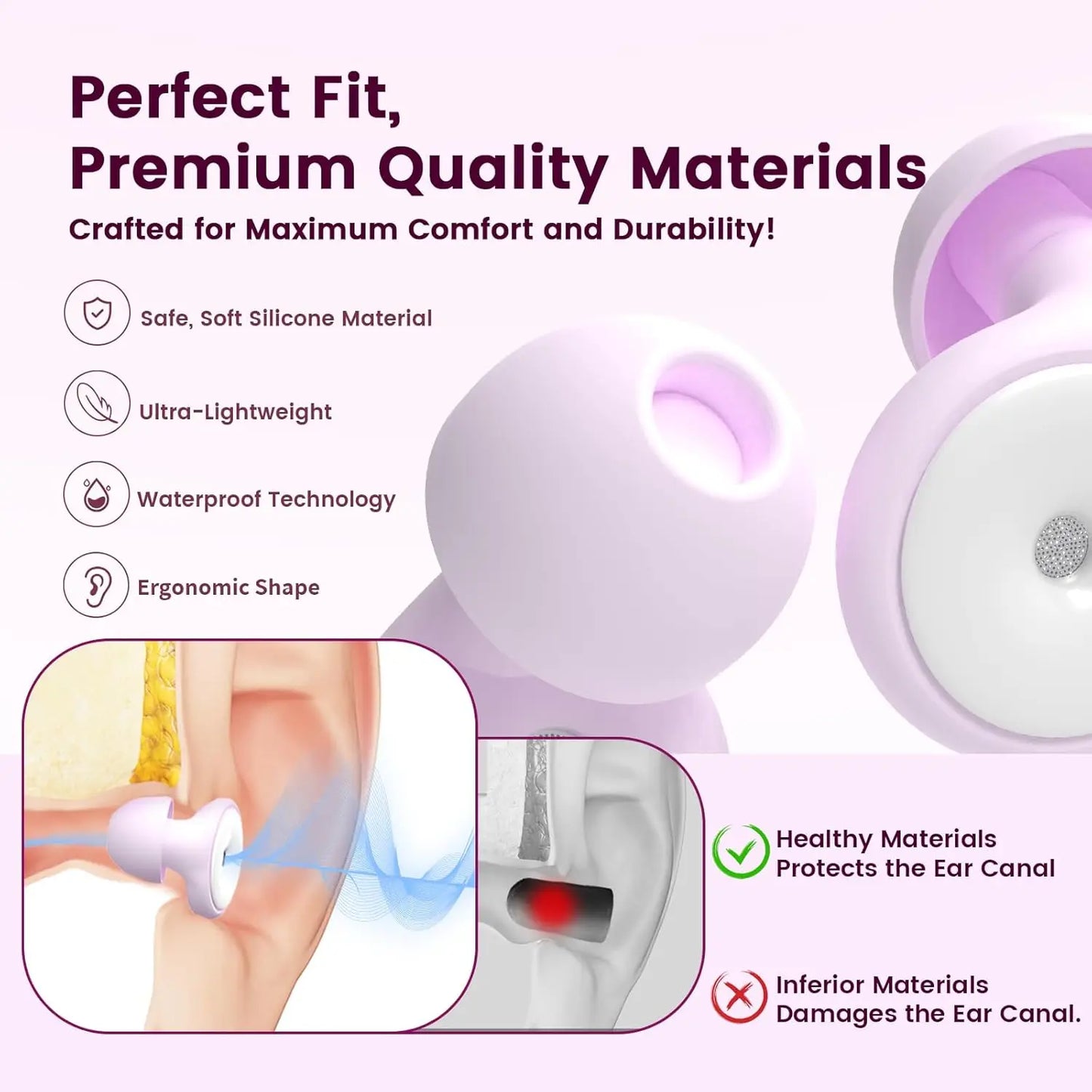Bouchons d'oreille 3D silicone — Silence profond & sommeil sans bruit