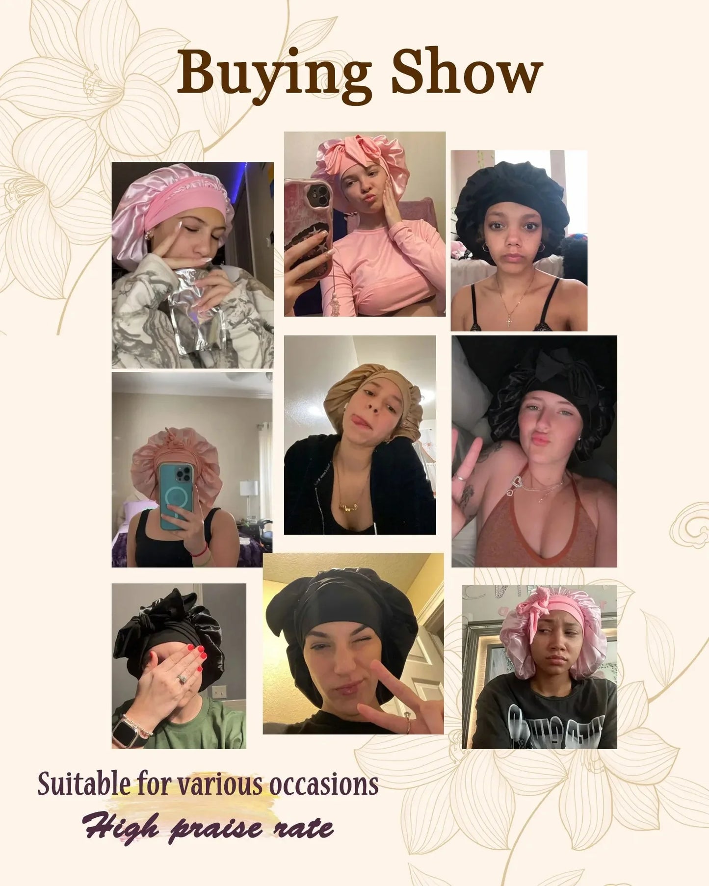 Bonnet satin unisexe lien réglable — Tous types de cheveux protégés