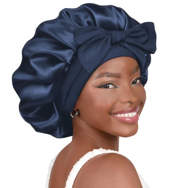 Bonnet satin hypoallergénique lien réglable — Soin capillaire nocturne