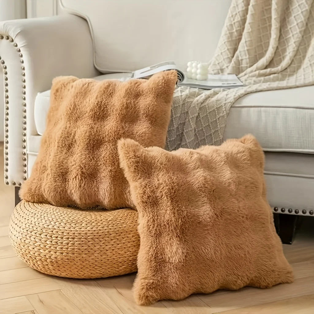 Housses de coussin peluche x2 — Cocon sensoriel & douceur nocturne