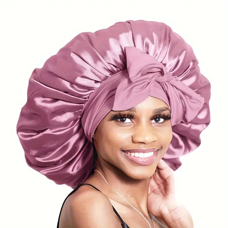 Bonnet satin hypoallergénique lien réglable — Soin capillaire nocturne
