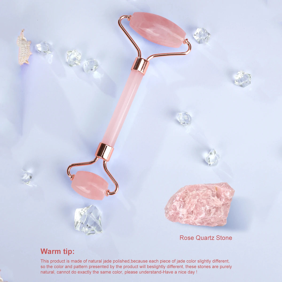 Rouleau quartz rose — Rituel détente visage & préparation au sommeil